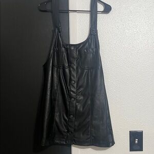 American Eagle Outfitters Black Faux Leather Button-Front Tank